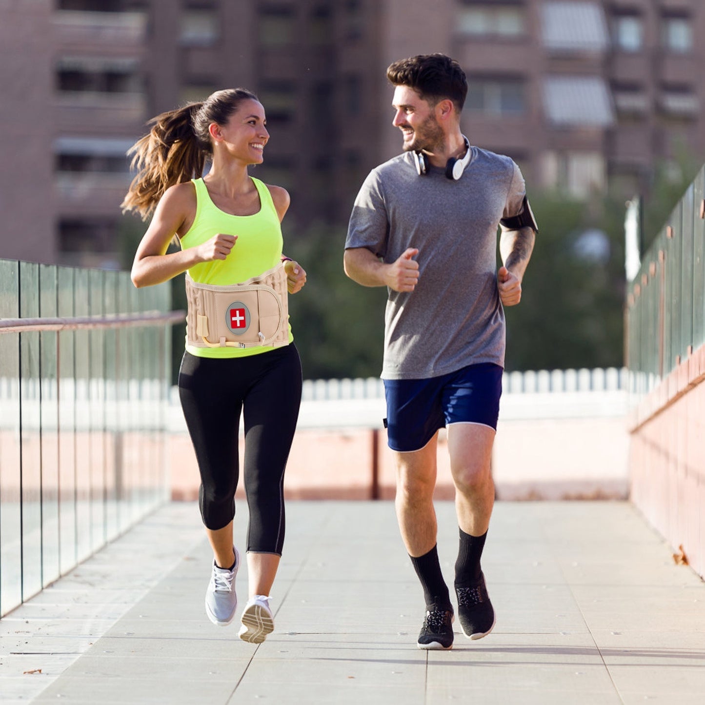 US Local 1 Pc Decompression Back Belt Lumbar Spine Support Lower Back Air Traction Device With Extension Pad For Men Women Pain Relief Fit For All Waist