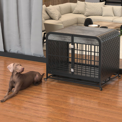 US Local Heavy Duty Dog Crate Furniture Wooden Table 33inch Grey