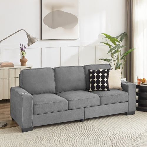 USA Local 83.86Corduroy Fabric Sofa,Modern Compressed Couch,3-Seater Sofa, Furniture For Living Room,Bedroom,office