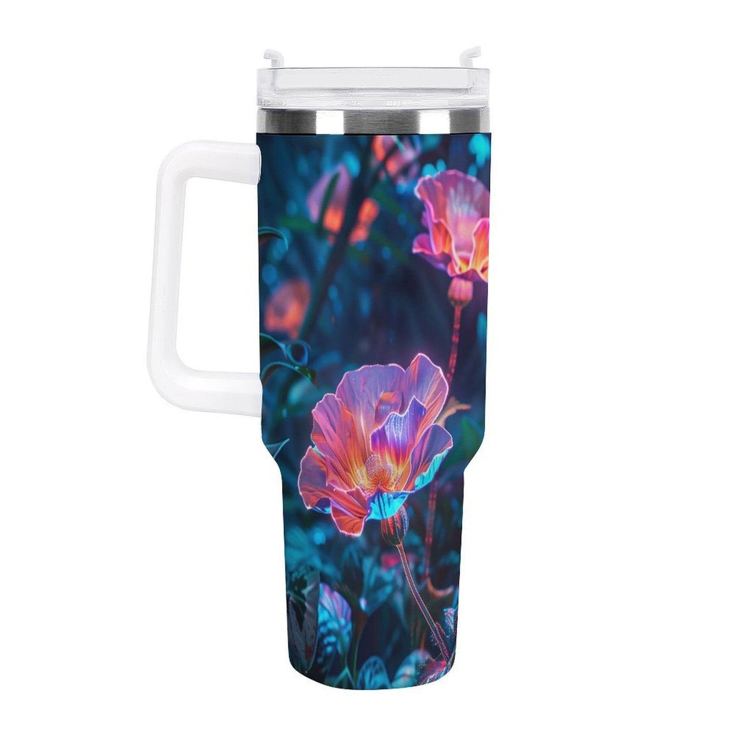 PHDT00139 POD US Local Tumbler 40 oz Large Capacity Car Cup Fluorescence, Flowers, Forests