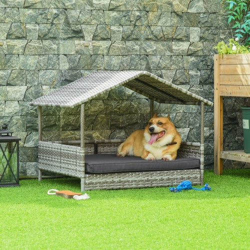 US Local The Rattan Dog House Outdoor With Canopy Is Suitable For Small And Medium-sized Dogs