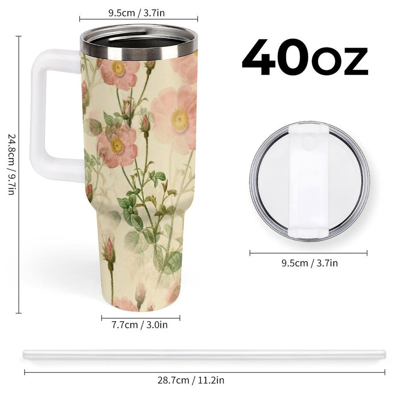 PHDT00118 POD US Local Tumbler 40 oz Large Capacity Car Cup Flowers