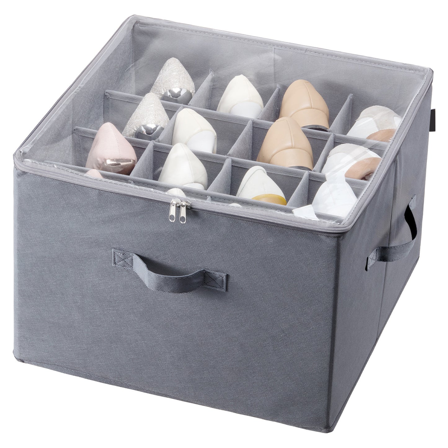 US Local Vevor Sturdy Under Bed Shoe Storage Organizer, Adjustable Dividers Fit 16 Compartments, Shoe Storage Organizer For Closet Organization With Clear Cover, Shoe Rack & Basket, For Closet, Entryway, Trunk