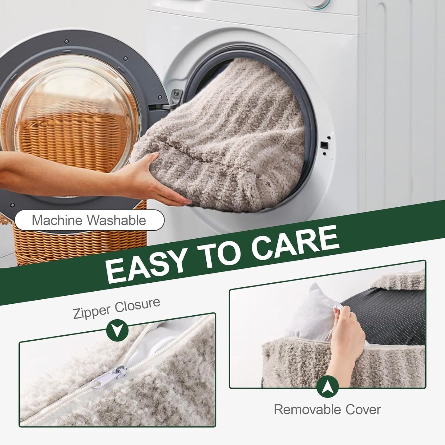 MEWOOFUN Orthopedic Pet Sofa - Supportive Bed For Small Medium Dogs & Cats, Anti-Slip Couch With Removable Cover, Grey, Large