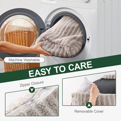 MEWOOFUN Orthopedic Pet Sofa - Supportive Bed For Small Medium Dogs & Cats, Anti-Slip Couch With Removable Cover, Grey, Large