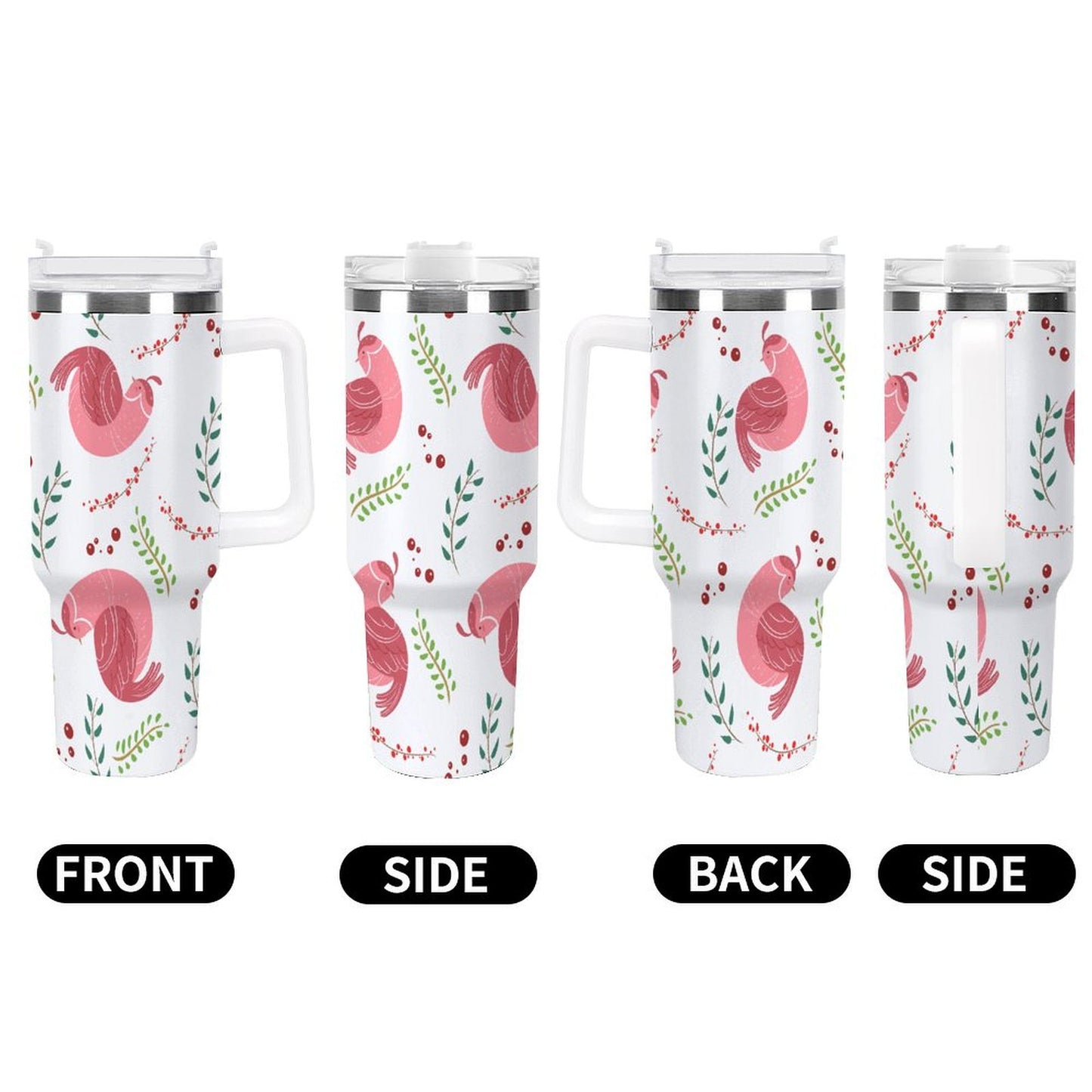 PHDT00084 POD US Local Tumbler 40 oz Large Capacity Car Cup Christmas Bird Pink Branches