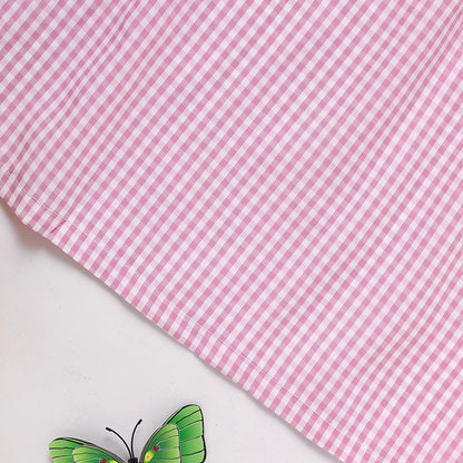 US Local Infant Bbay Girls' Plaid Smocked Dress Short Sleeve Easter Bunny Rabbit Embroidery Casual Fashion Clothes