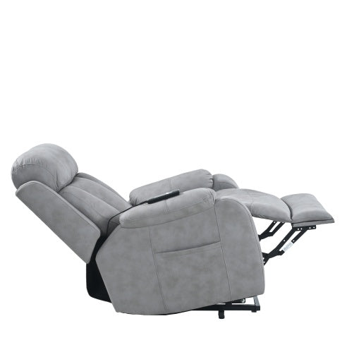 Electric Power Lift Recliner Chair For Elderly, Fabric Recliner Chair For Seniors, Home Theater Seating,Living Room Chair,Side Pocket, Remote Control,Light Gray