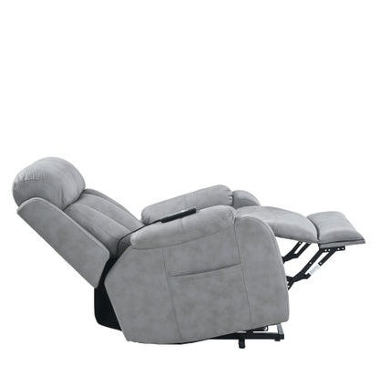 US Local Electric Power Lift Recliner Chair For Elderly, Fabric Recliner Chair For Seniors, Home Theater Seating,Living Room Chair,Side Pocket, Remote Control,Light Gray