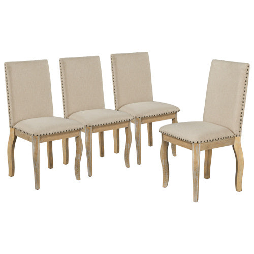 US Local 4 Wooden Cushioned Dining Chairs