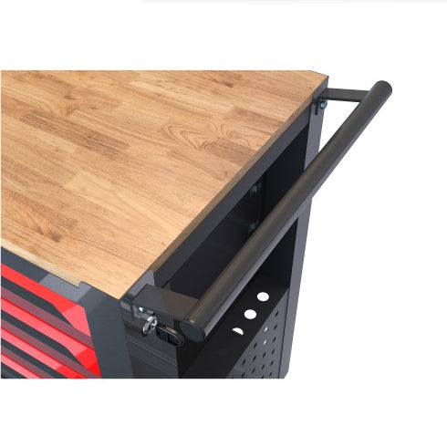 US Local 4 DRAWERS MULTIFUNCTIONAL TOOL CART WITH WHEELS AND WOODEN TOP