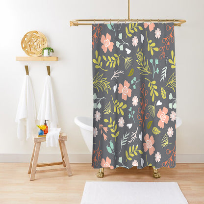 Bathroom Fashion Green Plant Print Waterproof Anti-mildew Shower Curtain