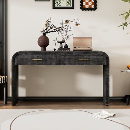 US Local Unique Retro Silhouette Console Table, Open Style, Two Top Drawers For Entrance, Dining Room, Living Room