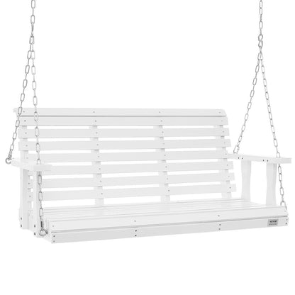 US Local VEVOR Wooden Porch Swing 4.5 Ft, Patio Bench Swing For Courtyard & Garden, Upgraded 880 Lbs Strong Load Capacity, Heavy Duty Swing Chair Bench With Hanging Chains For Outdoors, White