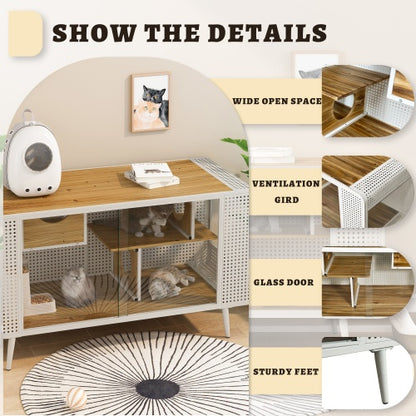 US Local Spacious Cat Houses With Tempered Glass Are Suitable For Living Rooms, Hallways, Dens, And Other Spaces