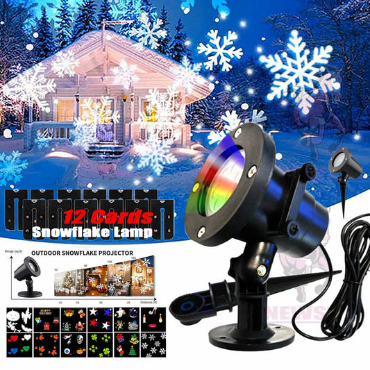 US Local 48 Pattern Christmas Projector Laser Light Snow LED Lamp Landscape Garden XMAS