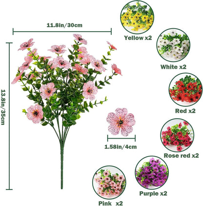 US Local Nepfaivy Artificial Outdoor Flowers UV-Resistant - Realistic Artificial Flowers For Outdoors, Fade Resistant Fake Flowers For Outside, Plastic Faux Flowers For Outdoor Planters