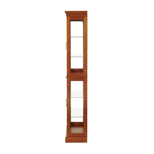 US Local Curio Cabinet Lighted Curio Diapaly Cabinet With Adjustable Shelves And Mirrored Back Panel, Tempered Glass Doors