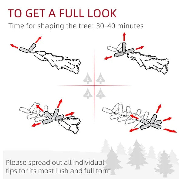 US Local HOMCOM 8' Artificial Pencil Christmas Tree, Slim Xmas Tree With 618 Realistic Branch Tips And Plastic Stand, White