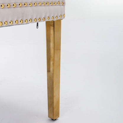 US Local Modern, High-end Tufted Solid Wood Contemporary Velvet Upholstered Dining Chair With Golden Stainless Steel Plating Legs