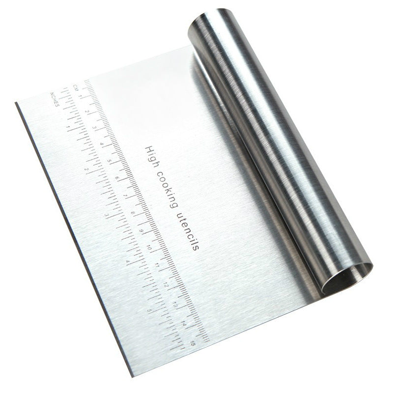 US Local Stainless Steel Pastry Spatulas Cutter With Scale Pizza Dough Scraper Fondant Cake Decoration Tools Baking Kitchen Accessories Dough Cake Stainless Steel Pizza Flour Tool Cutter Chopper Scraper