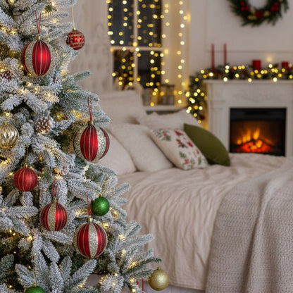 US Local 4 PCS Set  Christmas Glass Ball Ornaments Holiday Tree Hanging Decorations Party Decor Supplies FBA Shipment