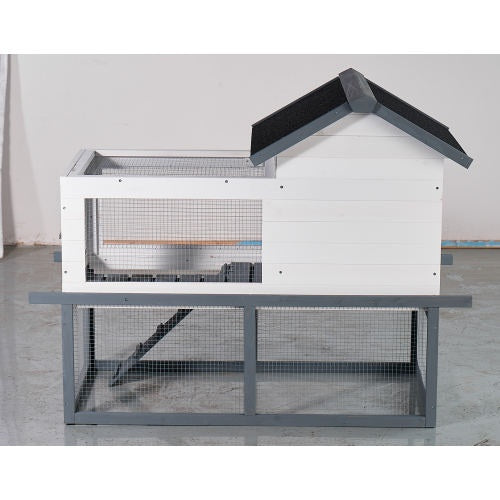 US Local 53-inch Double-tier Wooden Outdoor Indoor Waterproof Chicken Coop And Rabbit Hutch Complete With A Roof, Stairs And A Removable Cleaning Tray  Suitable For Small To Medium Pets