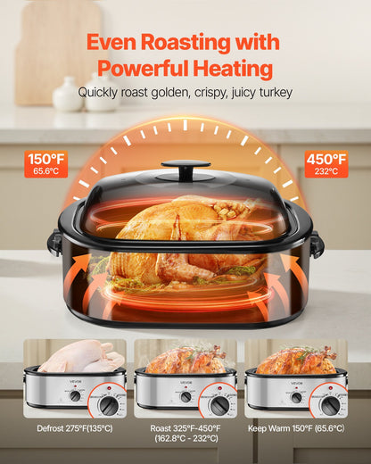 US Local Electric Roaster Oven 22QT Electric Roasting Pan With Self-Basting Lid