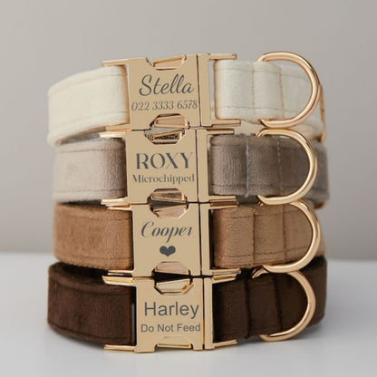 US Local Multiple Colour Velvet Personalise Dog Collar Leash Set With Bow