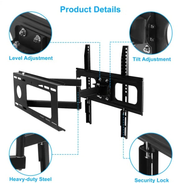 US Local TV Wall Mount Swivel Tilt Full-Motion Articulating Wall Rack For 32in-55in TVs 99lbs Max Bearing