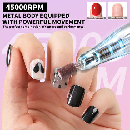 US Local Professional Rechargeable Electric Nail Drill 40000 RPM, Portable Nail File With Storage Stand For Acrylic Gel Polishing Removing - Easy To Use For Women, Manicure At Home DIY Or Salon