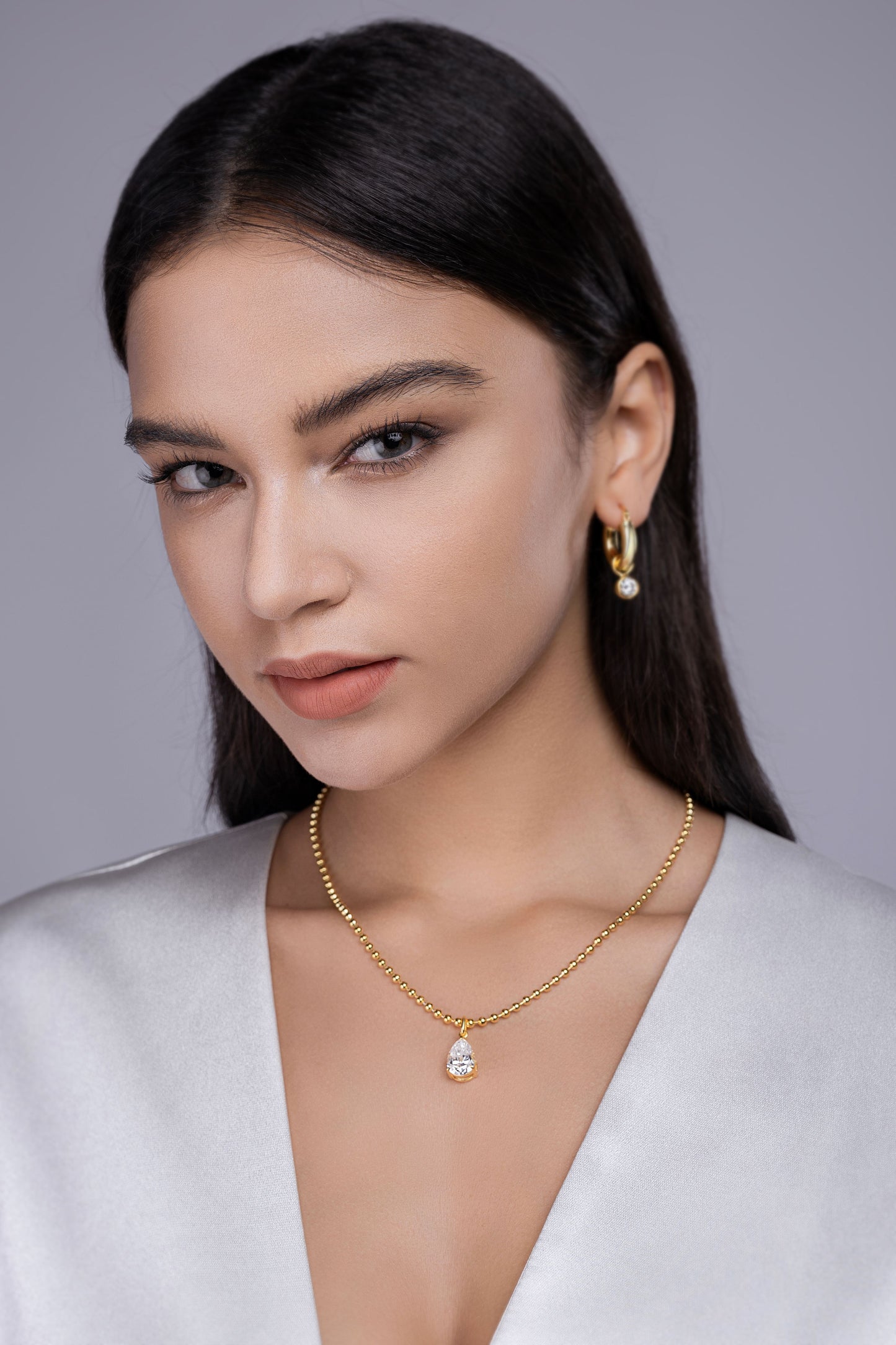 US Local Wish Light - A Fashionable And Trendy Diamond Jewelry Necklace Pendant Set With Pear-shaped Moissanite S925 Sterling Silver And Gold Plating