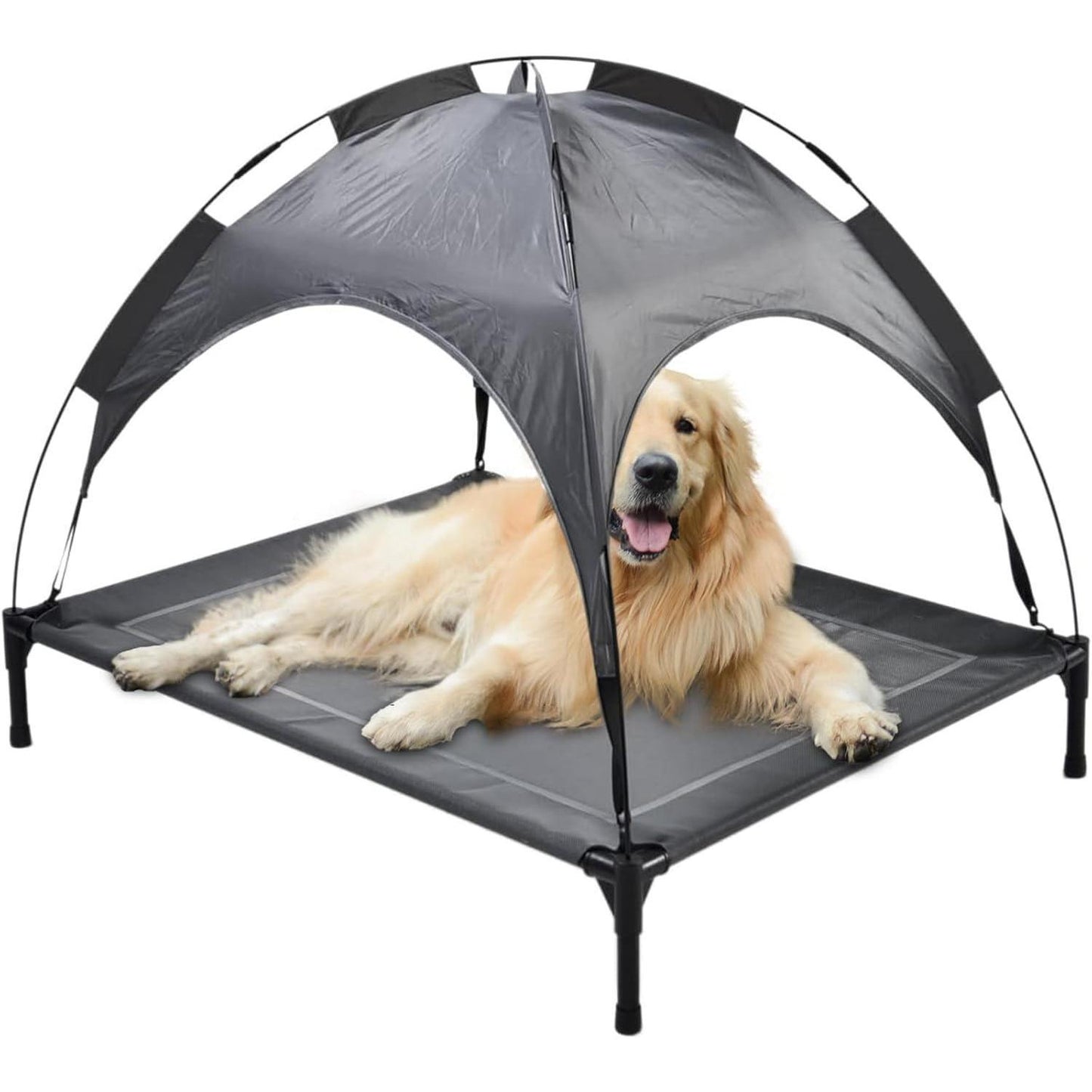 US Local Outdoor Portable Grey Pet Dog Bed With Awning