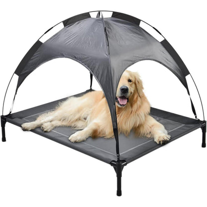 US Local Outdoor Portable Grey Pet Dog Bed With Awning