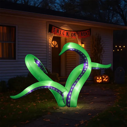US Local 2 Pack Halloween Inflatable Octopus Tentacles Outdoor Decorations, Blow Up Hanging Decoration With Built-in LED Lights, Striking Window Decor For Halloween Party Outdoor Yard Garden Lawn