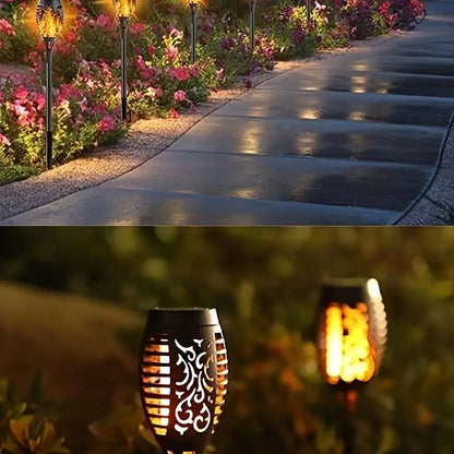 US Local 1pc Solar Powered Garden Lights, Outdoor Solar Pathway Torch Light With Flickering And Dancing Flame Light Landscape Lighting For Christmas Halloween Garden