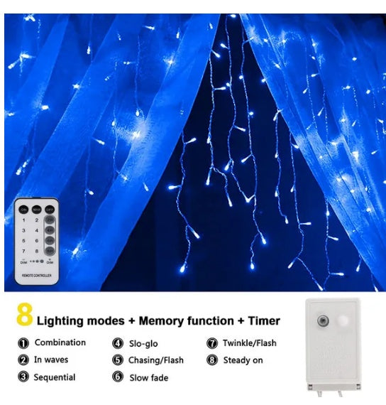 US Local Curtain Icicle Lights Wedding Party LED Fairy Christmas Indoor Outdoor