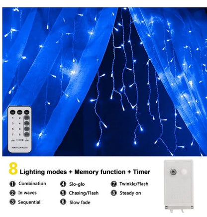 US Local Curtain Icicle Lights Wedding Party LED Fairy Christmas Indoor Outdoor