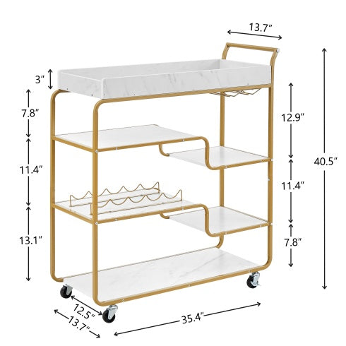 US Local 6-Tier Bar Cart, Slide Bar Serving Cart, Retro Style Wine Cart For Kitchen, Beverage Cart With Wine Rack And Glass Holder, Rolling Drink Trolley For Living Room, Dining Room