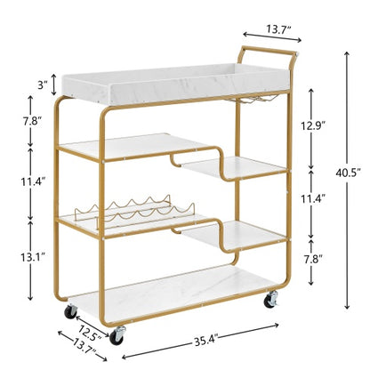 US Local 6-Tier Bar Cart, Slide Bar Serving Cart, Retro Style Wine Cart For Kitchen, Beverage Cart With Wine Rack And Glass Holder, Rolling Drink Trolley For Living Room, Dining Room