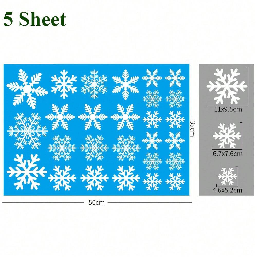 US Local 135Pcs Christmas Window Clings Snowflakes Window Decals Static Window Stickers For Christmas Decorations Window Decor Ornaments Xmas Party Supplies Thanksgiving Party Decor -5-Sheet,Christmas