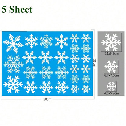 US Local 135Pcs Christmas Window Clings Snowflakes Window Decals Static Window Stickers For Christmas Decorations Window Decor Ornaments Xmas Party Supplies Thanksgiving Party Decor -5-Sheet,Christmas