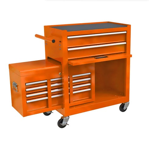 US Local High Capacity Rolling Tool Chest With Wheels And Drawers, 8-Drawer Tool Storage Cabinet--ORANGE