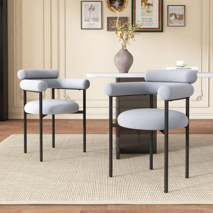 US Local Upholstered Armchair Dining Chairs With Metal Legs