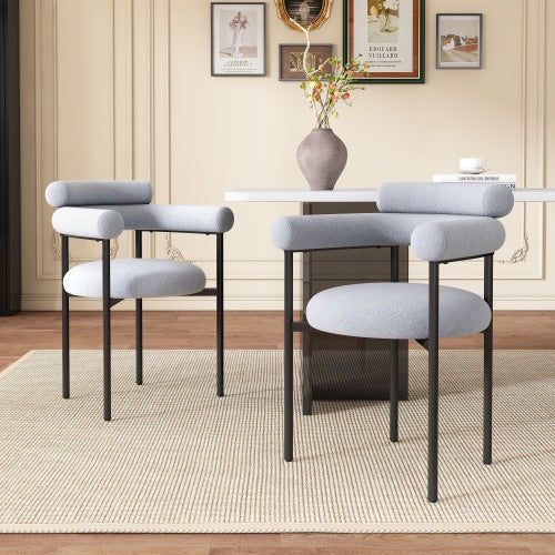 US Local Upholstered Armchair Dining Chairs With Metal Legs
