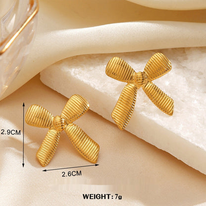 Geometric Round Personalized Hip Hop Fan-shaped Wings Real Gold Plated Earrings