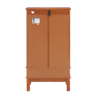 US Local Lighted Glass Cabinet Glass Wine Cabinet Curio Display Cabinet With Adjustable Glass Shelves 2 Doors And 1 Drawer Cabinet Bulb Included OAK