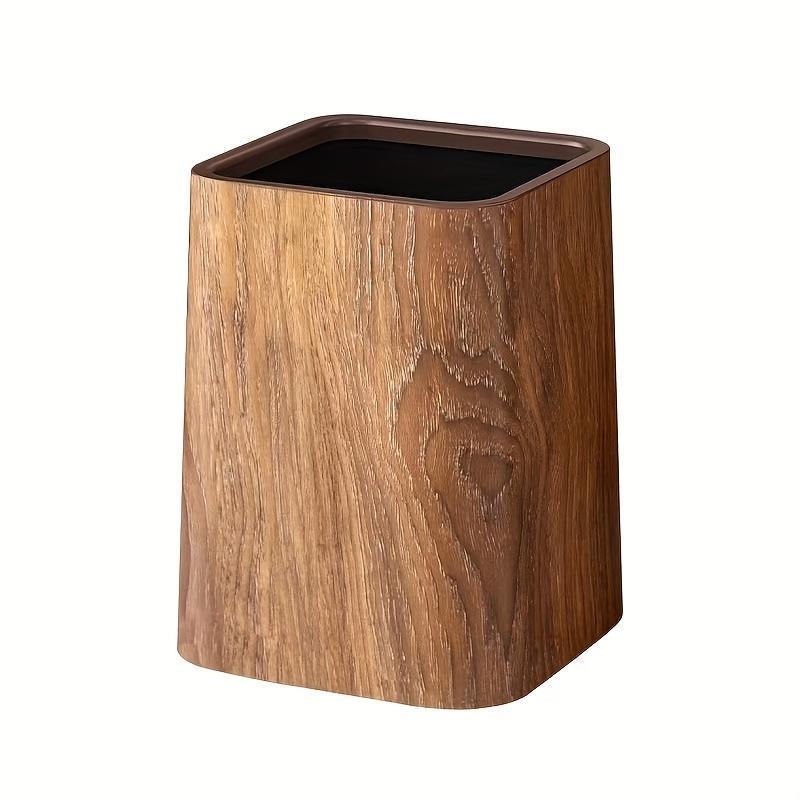 US Local Oversized Retro Wood Grain Trash Can With Odor-proof Seal And Rectangular Flap Suitable For Living Room, Kitchen, Bathroom And Hotel Use