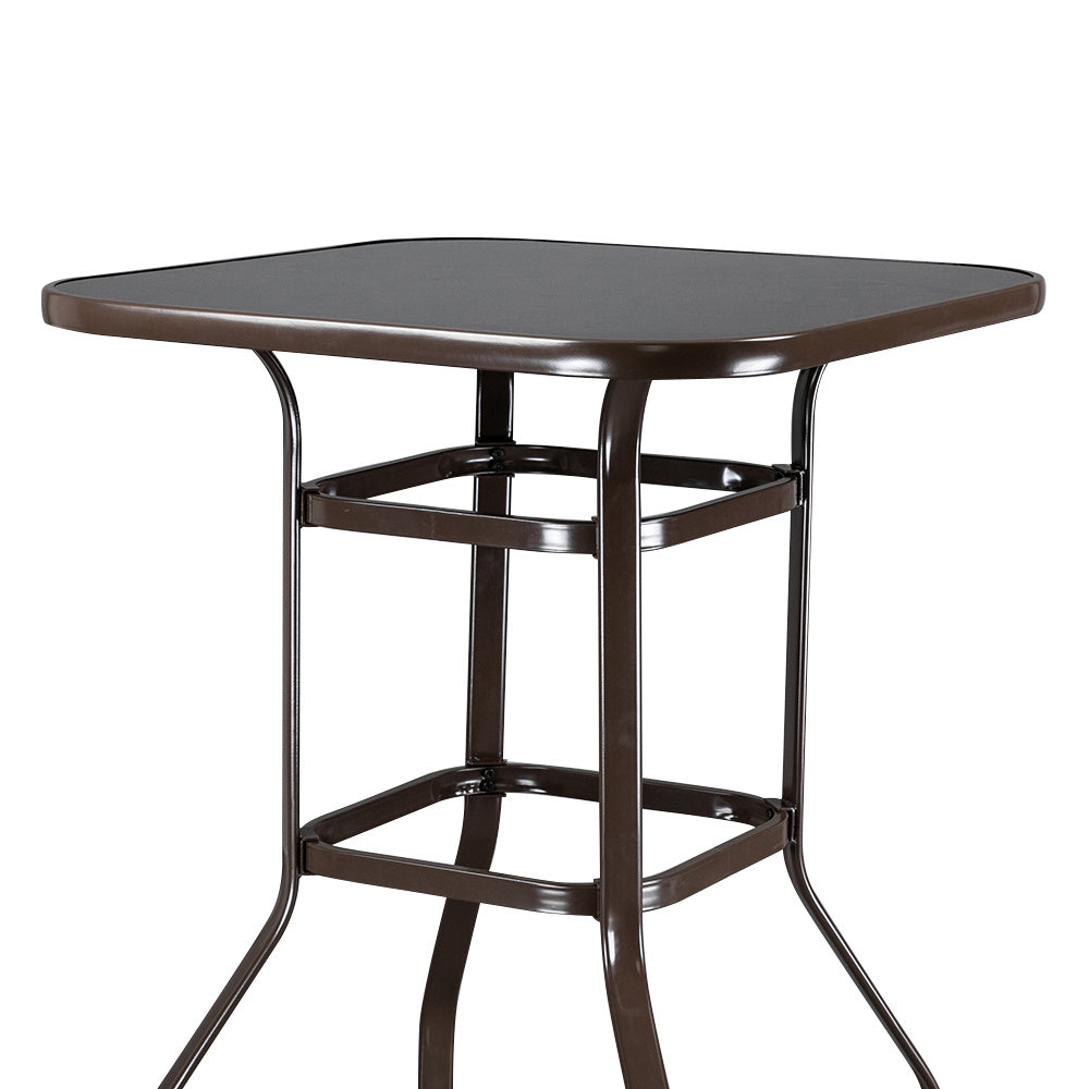 US Local Brown Wrought-iron Glass High Bar Table