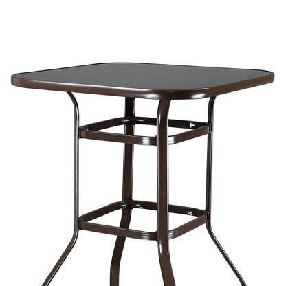 US Local Brown Wrought-iron Glass High Bar Table